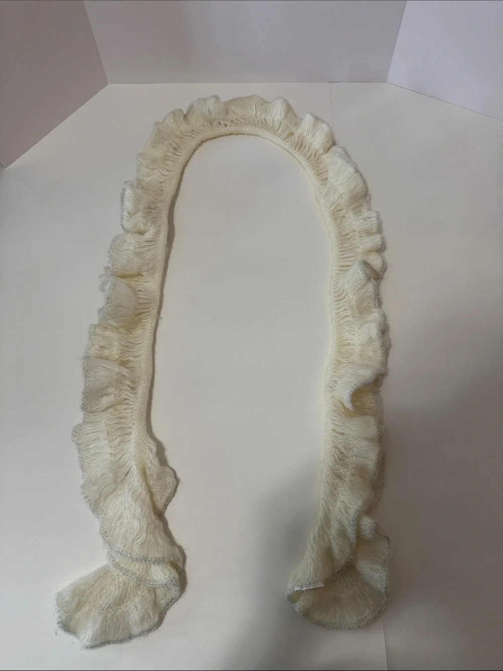 Women’s Cream Ruffle Knit Scarf